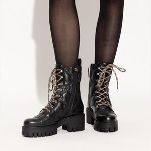 Gucci Cordovan Napa GG Matelasse Combat Boots